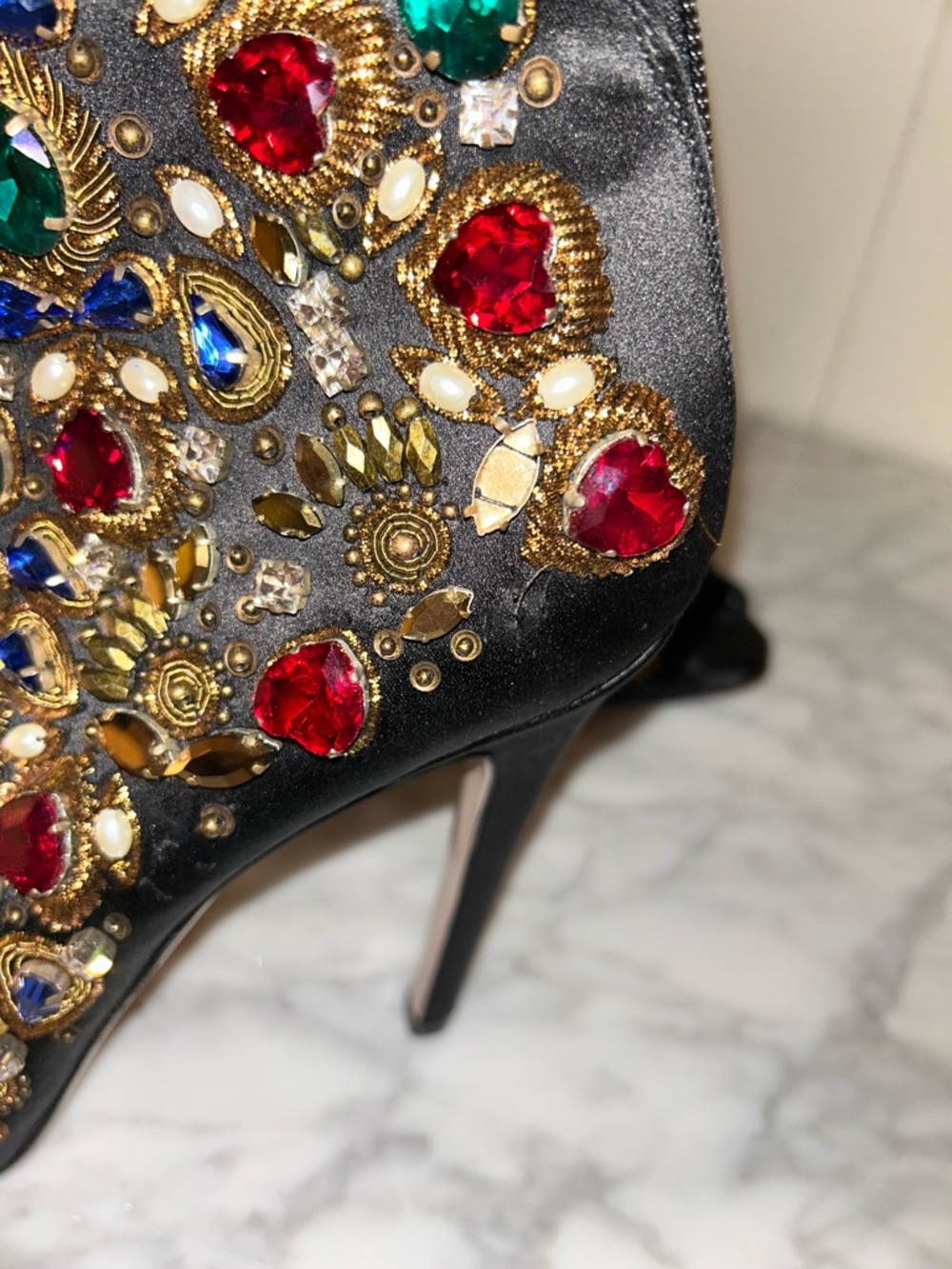 Fausto Puglisi Satin Bejewelled Bootie - Picture 12 of 13